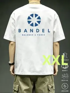新品未使用 メンズ 半袖 Tシャツ BANDEL ロゴ ブルー XXL