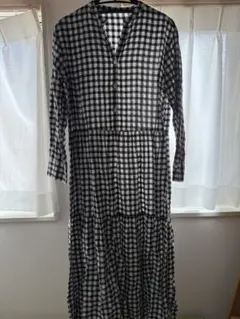 【美品】ships シップスチェック柄ロングワンピース