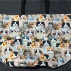 〇超ドでか〇ぬいぐるみ時々本物猫柄②バケツ型エコバッグ
