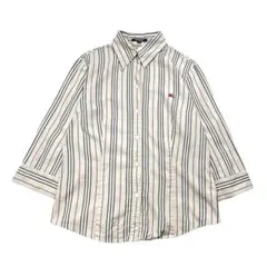 【レディース】BURBERRYLONDON七分袖 シャツ　ストライプ　刺繍　40