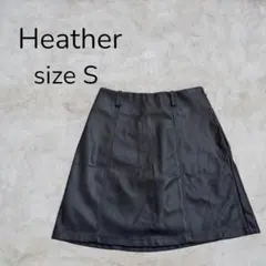 Heather スカート ミニ丈 ショート丈 フェイクレザー ブラック 黒　古着
