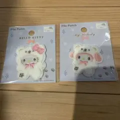 サンリオ　パイルワッペン　キティ　マイメロディ　シール　セリア ふわふわスノー