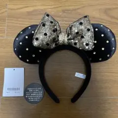 ディズニー ミニー スパンコール カチューシャ 黒 金 ドット ギャル y2k