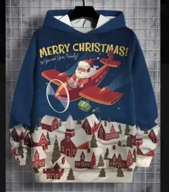 サンタクロース 飛行機 フード付きパーカー薄手