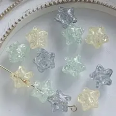 A-202 手染めビーズ　クラック ぷっくりお星様12個