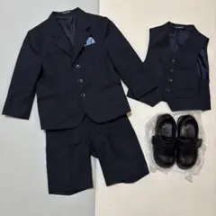 男の子 キッズフォーマルスーツ ３ピース 100cm 黒 シューズ付