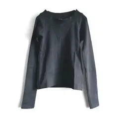 ZARA 長袖カットソー リブ襟 ショート丈 ボートネック 黒 M