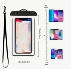 防水スマホケース カラーブルー　調整可能ストラップ付き