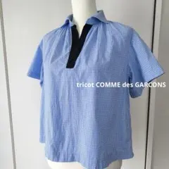 美品　トリココムデギャルソン　半袖カットソー　チェックトップスのサムネイル