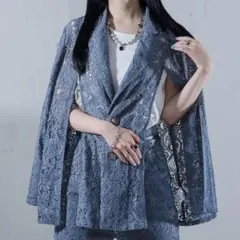 【Ellno Loset】2WAYコードレーススリットジャケット ブルーのサムネイル
