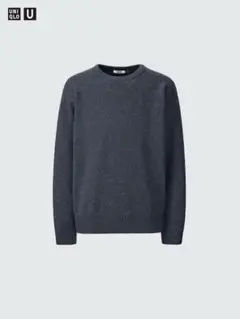 UNIQLO U バイカラーラムクルーネックセーター M ダークグレー
