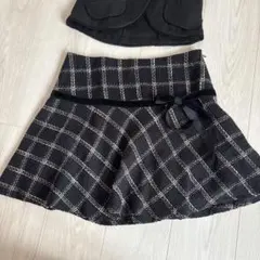 フレアスカート 黒と白のチェック柄
