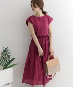アーバンリサーチドアーズ コットンギャザーワンピース プラム