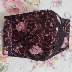 インナーマスク★花柄プリント入り刺繍レース
