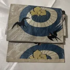 名古屋帯　アンティーク　雨傘と燕