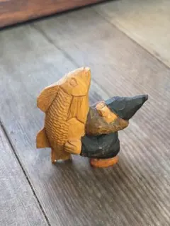 藤岡孝一 木彫 小人 ポルックス 魚 北海道作家 彫刻作品 一点物 - メルカリ