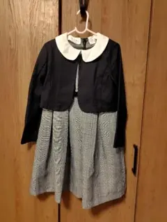フォーマルドレスセット 黒白 チェック柄　130cmグローバルワーク