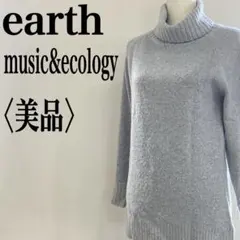 美品 earth ハイゲージニット 毛 タートルネック 厚手 シンプル あたたか