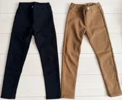 GU 裏起毛 スキニーパンツ 120cm 黒 茶色 2点セット