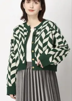 美品　JEANASIS ジーナシス 7Gウェーブチェッカーショートカーディガン