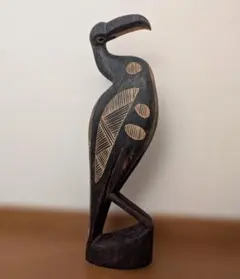 【アフリカ民芸品】　木彫りの鳥　40㎝　置物　工芸品