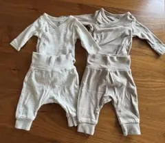 値下セットH&Mオーガニックコットン0M-1Mベビー肌着 2枚パンツ2枚