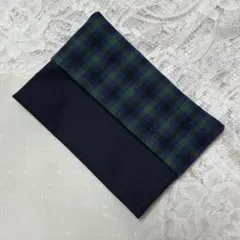 【即買いOK】緑チェック＆紺（裏紺）　ティッシュケース