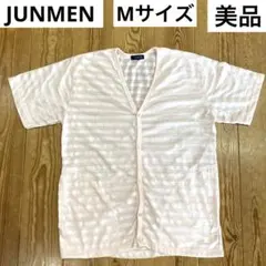 ❤️JUNMEN ❤️ジュンメン❤️半袖カーディガン❤️透け感❤️ボーダー❤️M❤️美品❤️