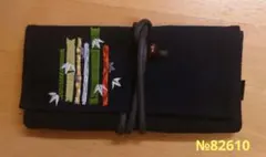 帆布長財布　黒地に竹の京刺繍入り