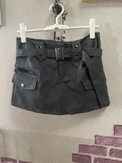 non-hedge 合成皮革ベルト付きスカパン （チャコール） Y2K 韓国