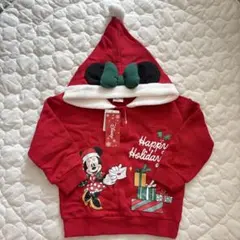 ミニーマウス クリスマス パーカー 耳付き サンタさん 女の子 可愛い 3歳