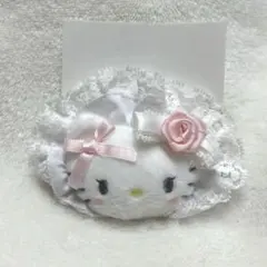 サンリオ　ホワイトフリル　シークレットヘアクリップ　ハローキティ