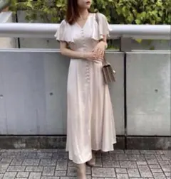 【新品タグ付き】FRAY I.Dフリルスリーブサテンタックワンピース