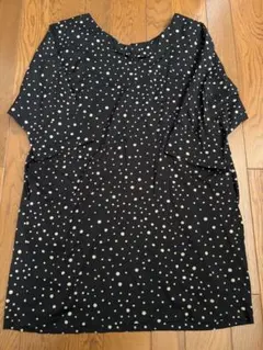 黒白ドット Vネック シャツ　ブラウス　チュニック