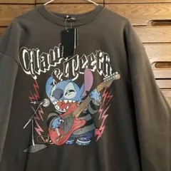 ディズニー　スティッチ トレーナー　スウェット　ギター　ロック　音楽　ゆったり