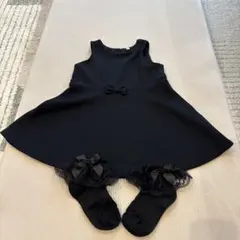 子供　黒のワンピース 95cm 靴下 約14cmセット