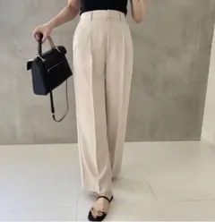 【新品】neni しまむら コラボ 麻調ストレートパンツ ライトベージュ L