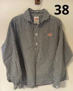 DANTON 丸襟プルオーバーギンガムチェックサイズ38