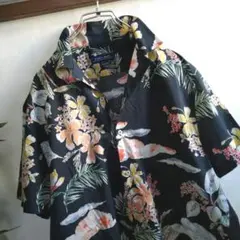ザラ zara メンズ アロハシャツ ボタニカル 総柄 綿 半袖 XLのサムネイル