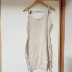 【海外古着】　ベージュ Mサイズ キャミワンピース 一点物　カジュアル　単色