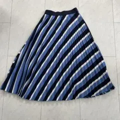 H&M ストライプ柄 プリーツスカート ブルー系 XSのサムネイル