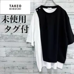 ☆未使用・タグ付☆タケオキクチ　フロントフラシカットソー　バイカラー　Lサイズのサムネイル