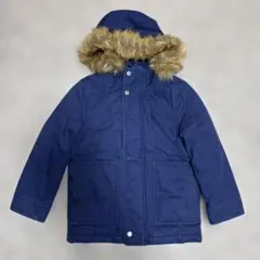 GAP ネイビー ファー付きフード ダウンコート 120cm