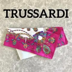 TRUSSARDI 総柄スカーフ シルク調 大判 正方形 ピンク マルチカラーのサムネイル