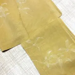 最高級夏物 夏生紬 付下げ 裄67 ゆったりサイズ 職人手描き友禅 手刺繍 逸品