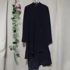 HIROKO BIS コシノヒロコ　透かしボタニカル柄　アシメントリーワンピースのサムネイル