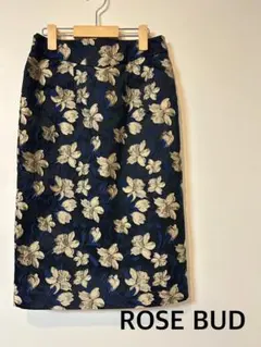 ROSE BUD ネイビー花柄タイトスカートサイズF