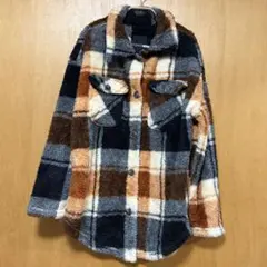 FASHION NOVA チェック柄フリースジャケットボアアウター【Mサイズ】