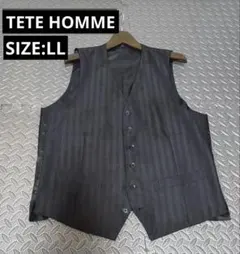 TETE HOMME テット　オム　ベスト ジレ メンズ ブラック　ストライプ