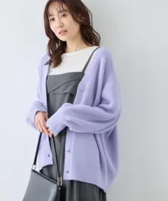 ロペピクニック　ラベンダー ニットカーディガン